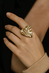 Gold Plated Stainless Steel Ring-20 (Heart)